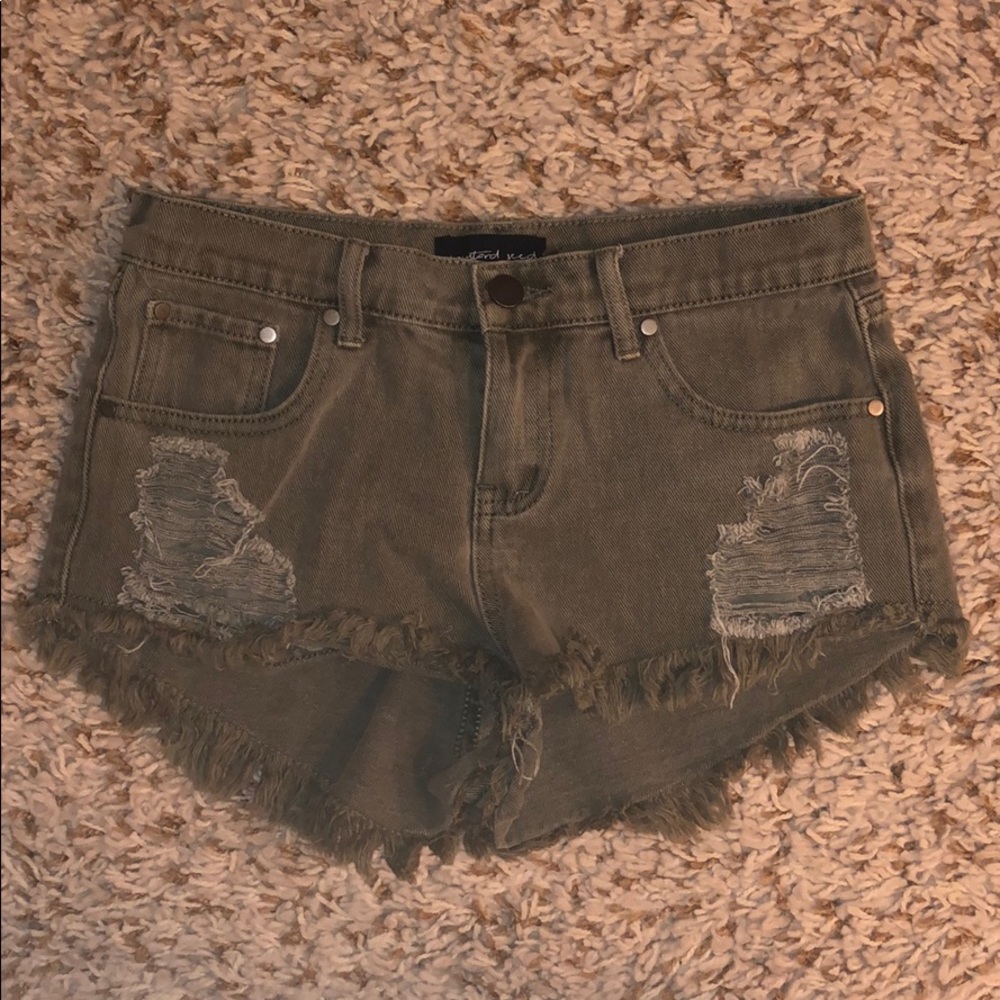 Green Denim Shorts